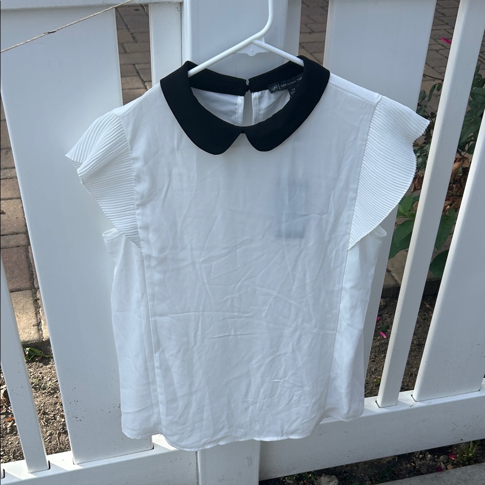 Adrianna Papell White Blouse with Black Collar